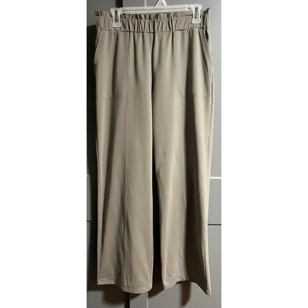 Joie Womens Paperbag Elastic Waist Wide Leg Sweatpants Beige Size Medium